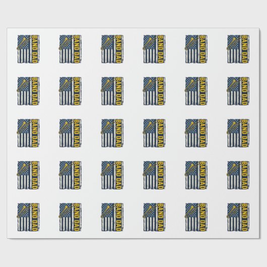 Band-Dad-Posaune-Amerikanische-Flagge-Vintage-Shir Geschenkpapier (Flach)