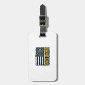 Band Dad Trombone American Flag Vintage Shirt Desi Gepäckanhänger (Vorderseite vertikal)