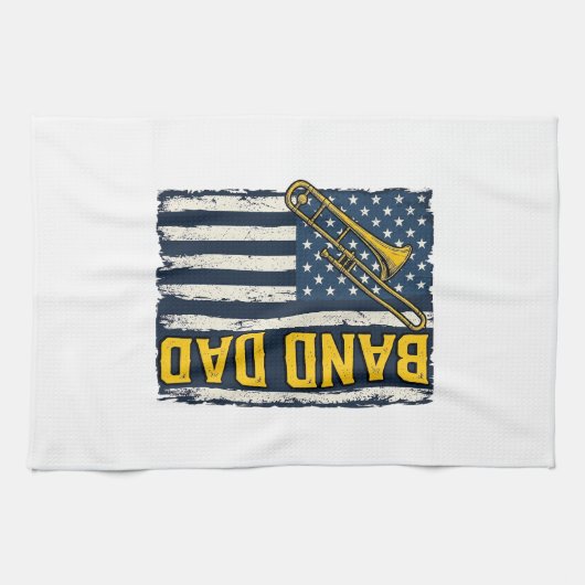 Band Dad Trombone American Flag Vintage Shirt Desi Geschirrtuch (Horizontal)