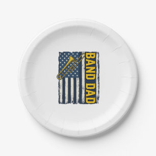 Band-Daddy-Posaune-Amerikanische-Flagge-Vintage-Sh Pappteller