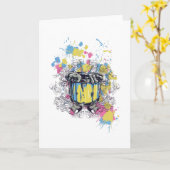 Band, Drum, Bass, Musiker, Jazz, lustiger Schlagze Karte (Gelbe Blume)