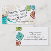 Band knöpft das Schere-Shabby Chicnähen Visitenkarte (Vorne/Hinten)