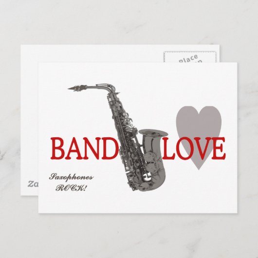 Band Liebe/Saxophon Postkarte (Vorne/Hinten)