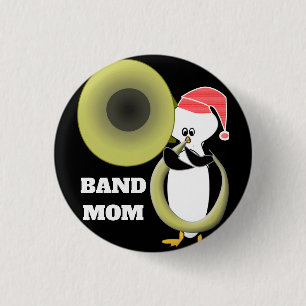 Band-Mama Baby-Pinguin spielt Tuba Button