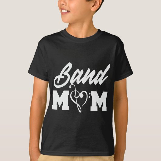 Band Mama Herz Treble Clef und Bass Clef Funny T-Shirt (Vorderseite)