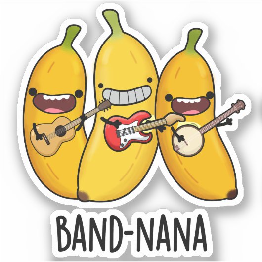 Band-nana Funny Fruit Banana Pun Aufkleber (Vorderseite)