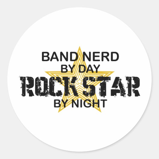 Band Nerd Rock Star by Night Runder Aufkleber (Vorderseite)