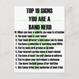 Band Nerd Top 10 Postkarte