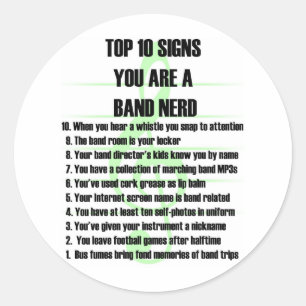 Band Nerd Top 10 Runder Aufkleber