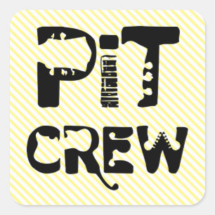 Band Pit Crew Musikalischer Text Quadratischer Aufkleber
