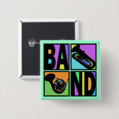 BAND-POP-KUNST-QUADRATE BUTTON (Vorne & Hinten)