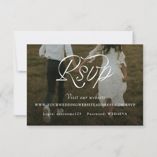 Band Schrift Minimalistische Hochzeitsfoto RSVP Karte (Vorderseite)