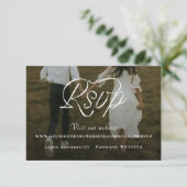 Band Schrift Minimalistische Hochzeitsfoto RSVP Karte (Stehend Vorderseite)
