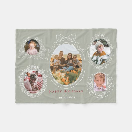 Band und Botanische Rahmen 5 Foto Olivenöl Weihnac Fleecedecke (Vorderseite (Horizontal))