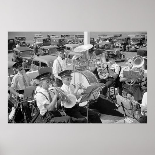 Band und klassische Autos der 30er Jahre Poster (Vorne)