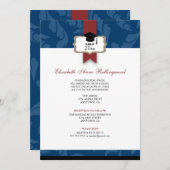 Band-Wappen kräuselt Muster-Abschluss: Marine-Blau Einladung (Vorne/Hinten)