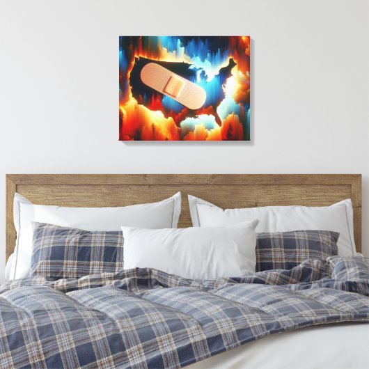 Bandage auf einer Neon USA Map Leinwanddruck (Insitu (Schlafzimmer))