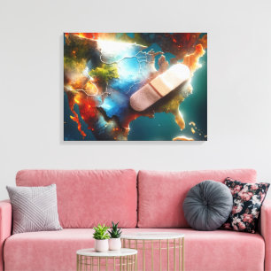 Bandage auf einer US-Karte Leinwanddruck