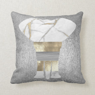 Bandage Elephant Conceptual Gray Gold Silver Kissen