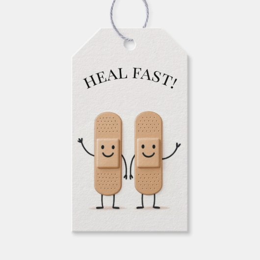 Bandage Stick Figure Couple Waving Geschenkanhänger (Vorderseite)