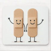 Bandage Stick Figure Couple Waving Mousepad (Vorne)