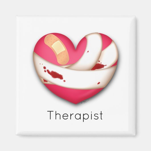 Bandaged Wounded Heart Humour Therapeut Magnet (Vorne)