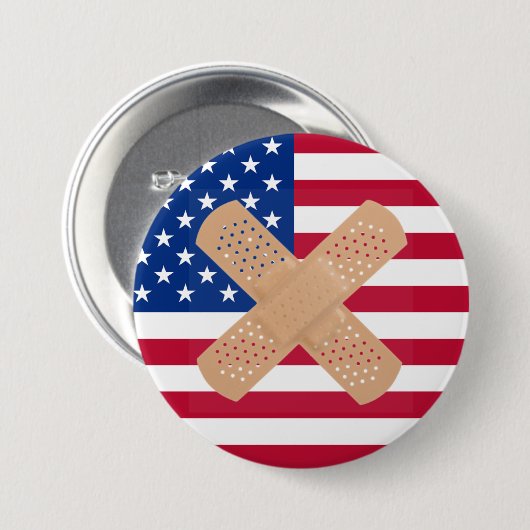 Bandagierte amerikanische Flagge Button (Vorne & Hinten)