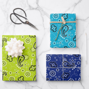 Bandana Blue Green Mod Adventure Boys Fun Geschenkpapier Set