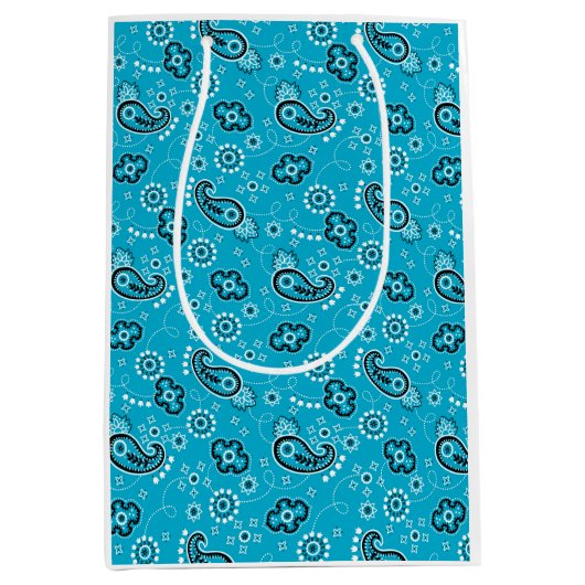 Bandana Blue Pattern Moderne Fun farbenfroh Mittlere Geschenktüte (Vorderseite)
