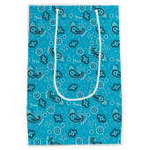 Bandana Blue Pattern Moderne Fun farbenfroh Mittlere Geschenktüte (Rückseite)