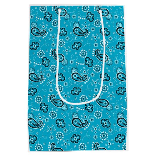 Bandana Blue Pattern Moderne Fun farbenfroh Mittlere Geschenktüte (Rückseite)