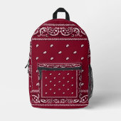 Bandana Burgundy Backpack Bedruckter Rucksack (Vorderseite)