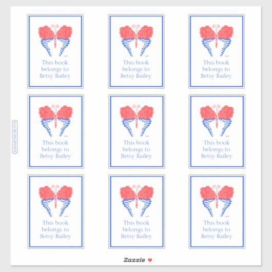 Bandana Butterfly Buchzeichen Aufkleber (Blatt)