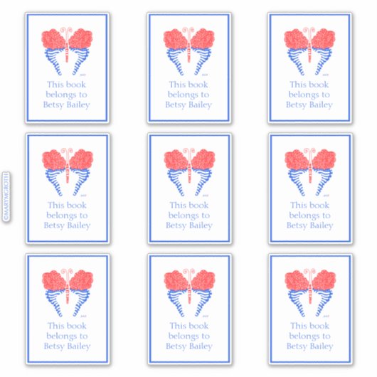 Bandana Butterfly Buchzeichen Aufkleber (Vorderseite)