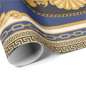 Bandana-Druck auf schwarzem und blauem Hintergrund Geschenkpapier (Rolleneckpunkt)