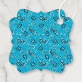 Bandana Green Blue Pattern Retro Preppy Zwei Töne Geschenkanhänger (Rückseite)