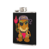 Bandana Koch Tiki mit Burning Wurst, Funny Black Flachmann (Links)