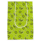 Bandana Lime Green Pattern Modernes Retro Preppy F Mittlere Geschenktüte (Rückseite)