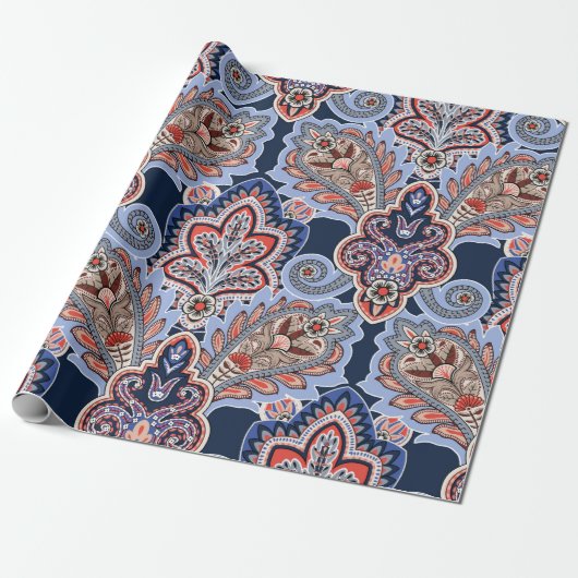 Bandana-Muster mit Paisley-Elementen. Vintager Han Geschenkpapier (Ungerollt)