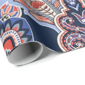 Bandana-Muster mit Paisley-Elementen. Vintager Han Geschenkpapier (Rolleneckpunkt)