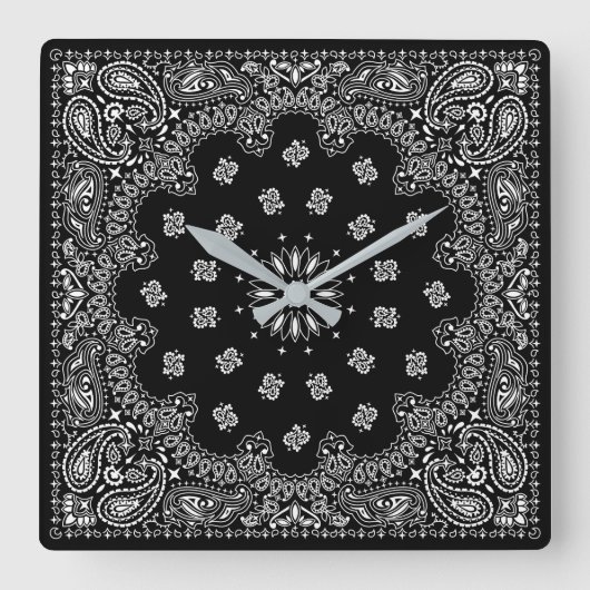 bandana paisley square clock quadratische wanduhr (Vorderseite)