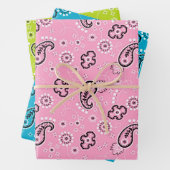 Bandana Pink Green Blue Classic Muster Retro Baby Geschenkpapier Set (Beispiel)
