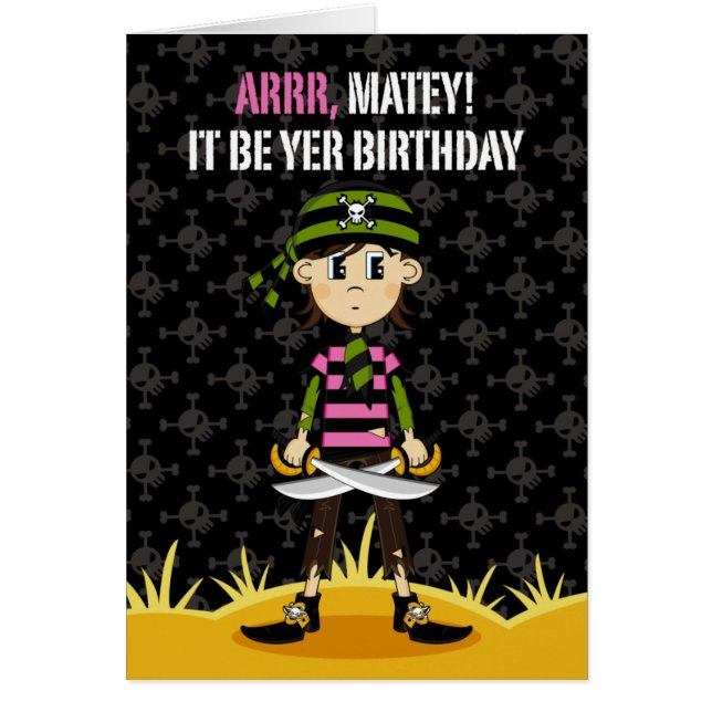 Bandana-Piraten-Mädchen-Karte (Vorne)