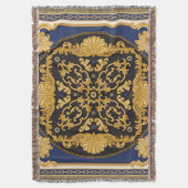 Bandana Print: Black Blue Gold. Decke (Vorderseite Vertikal)