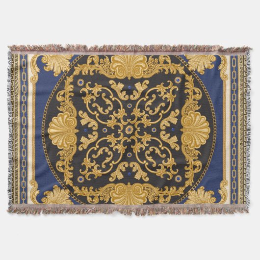 Bandana Print: Black Blue Gold. Decke (Vorderseite)