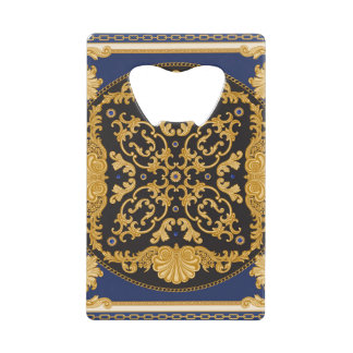 Bandana Print: Black Blue Gold. Geldbeutel Flaschenöffner