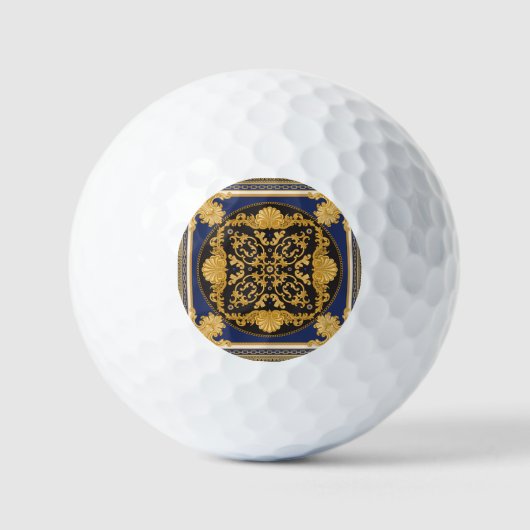 Bandana Print: Black Blue Gold. Golfball (Vorderseite)