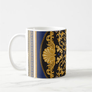 Bandana Print: Black Blue Gold. Kaffeetasse