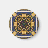 Bandana Print: Black Blue Gold. Magnet (Vorne)