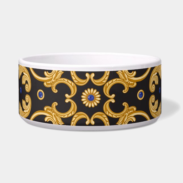 Bandana Print: Black Blue Gold. Napf (Vorderseite)